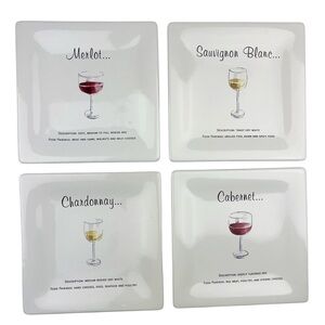 Potter Barn Wine Guide Square Appetizer Cheese Serving Plates